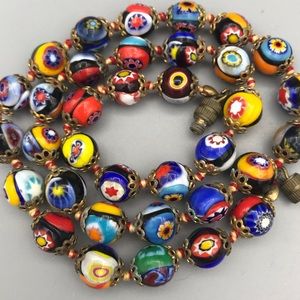 Vintage Hand Knotted Millefiore Necklace